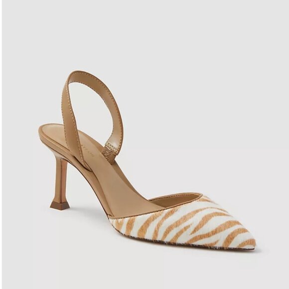 Ann Taylor Marta Zebra Print Haircalf Slingback Pumps - Picture 2 of 2